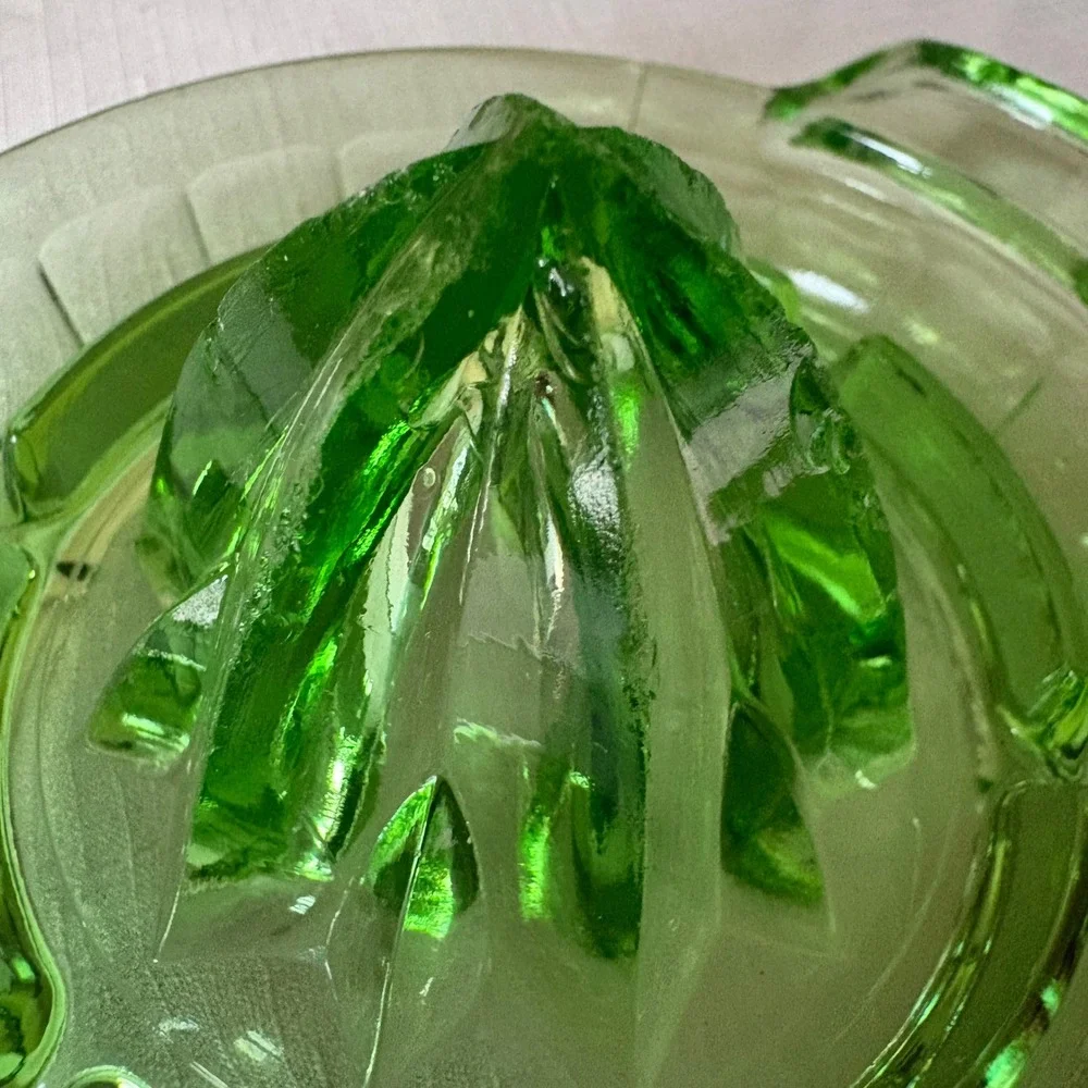 Vintage Green Depression Glass Citrus Juicer Reamer